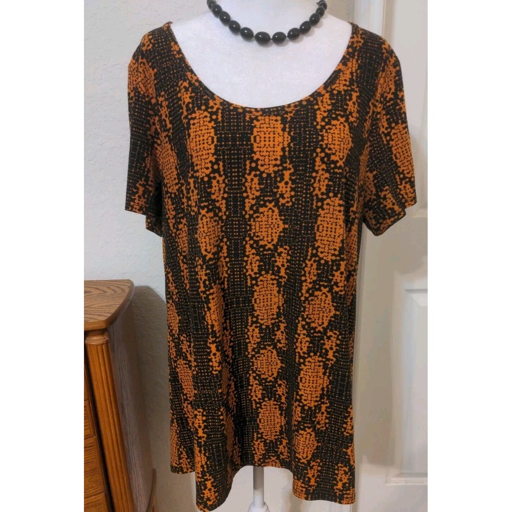 Lularoe Women's Orange & Black Top. Size L